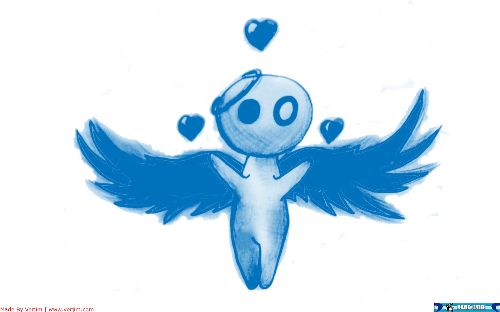blue angel with hearts