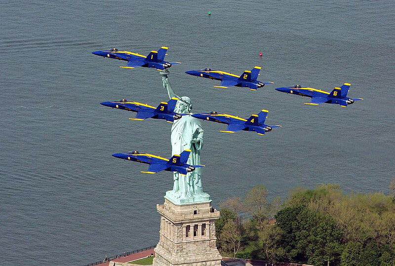 Blue Angels fly over Statue of Liberty