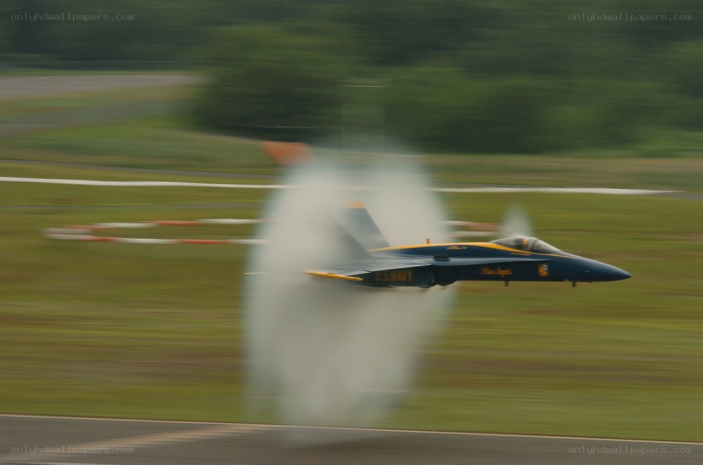 Blue Angels jet breaking sound barrier