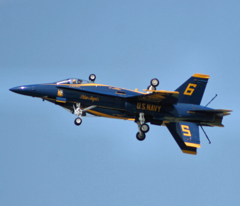 Blue Angels Jet — Dynamic, Afternoon, Photograph, Aircraft, Sky, Landing Gear