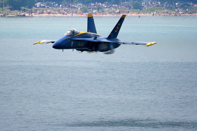 Blue Angels Jet — Dynamic, Afternoon, Photograph, Aircraft, Water