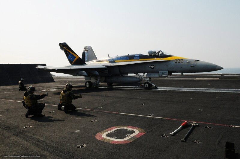 Blue Angels jet on aircraft carrier