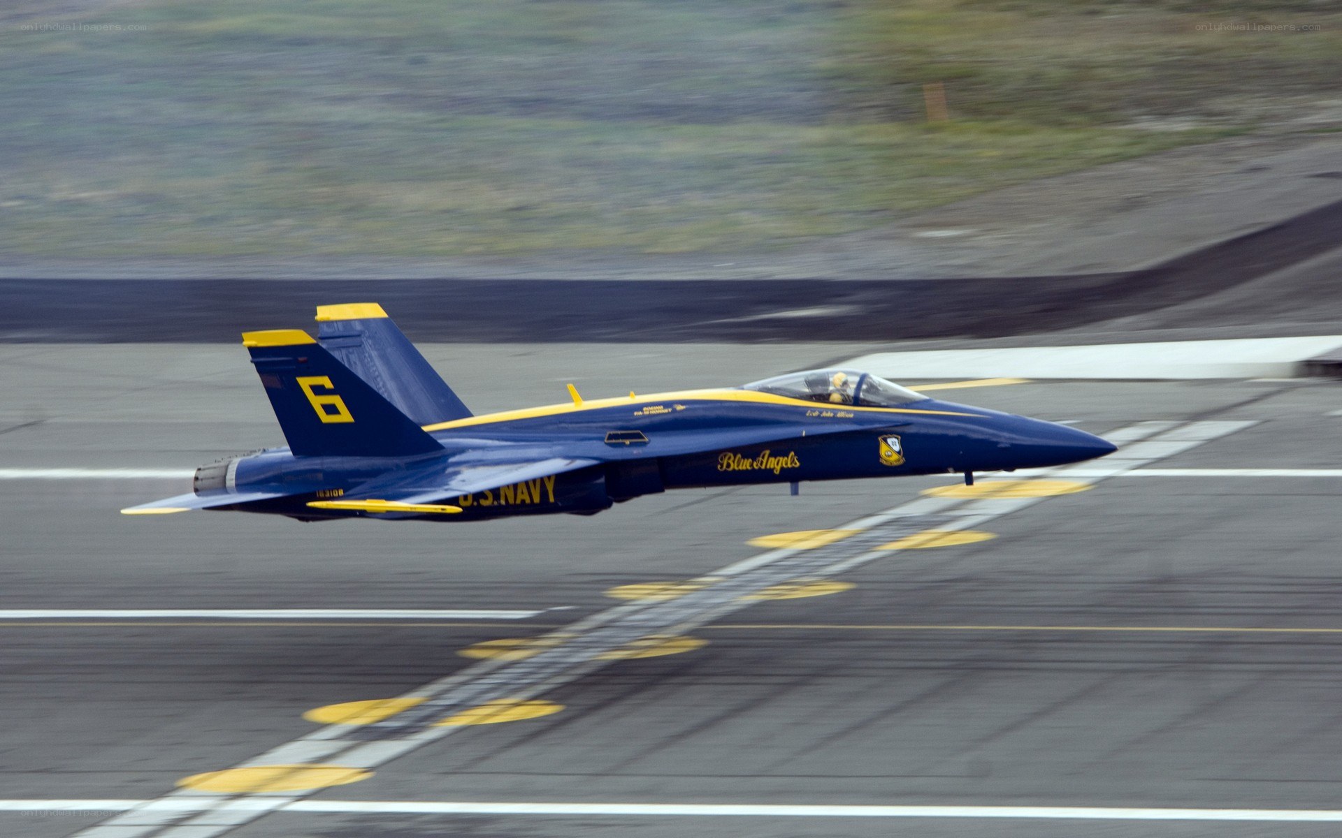Blue Angels jet on runway