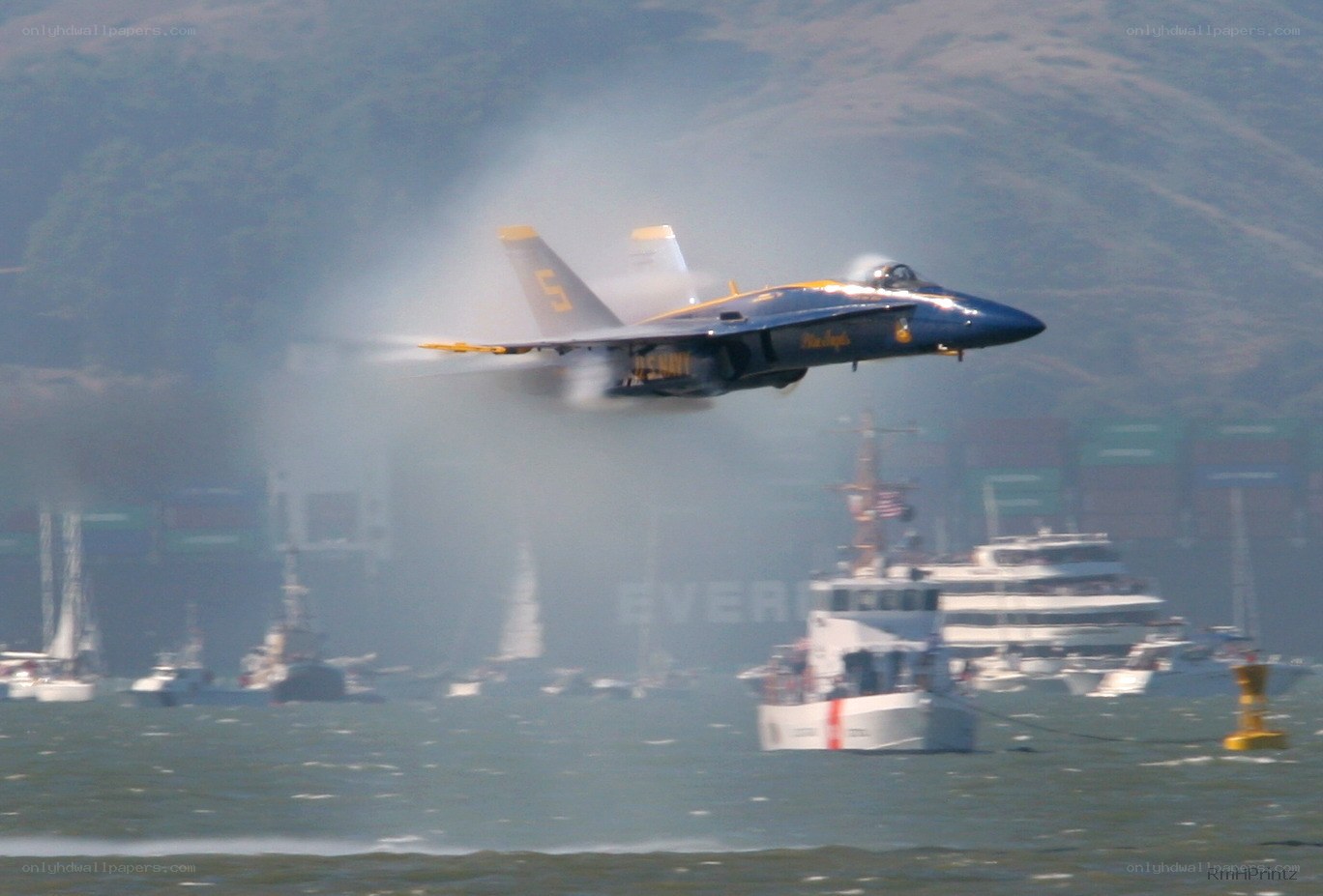Blue Angels jet over water