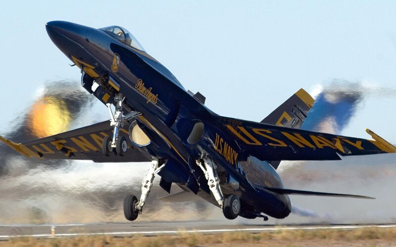 Blue Angels jet taking off