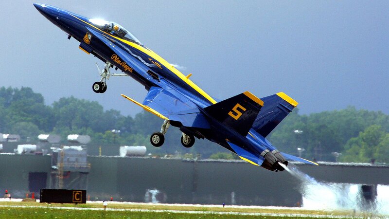 Blue Angels jet taking off