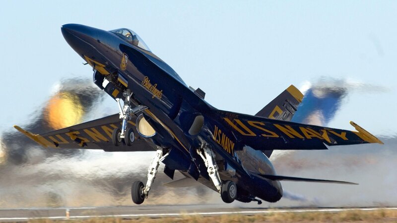 Blue Angels Jet Taking Off — Dynamic