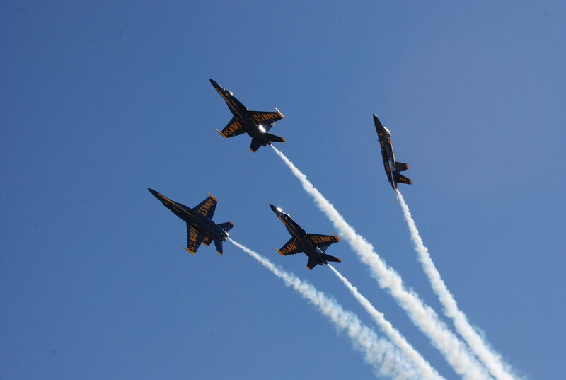 Blue Angels Jets — Dynamic, Afternoon, Photograph, Smoke Trails, Aircraft