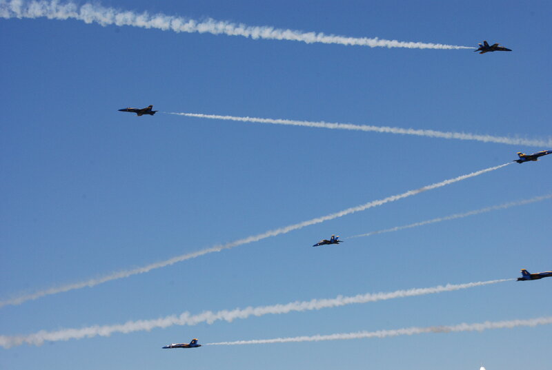 Blue Angels Jets — Dynamic, Afternoon, Photograph, Smoke Trails