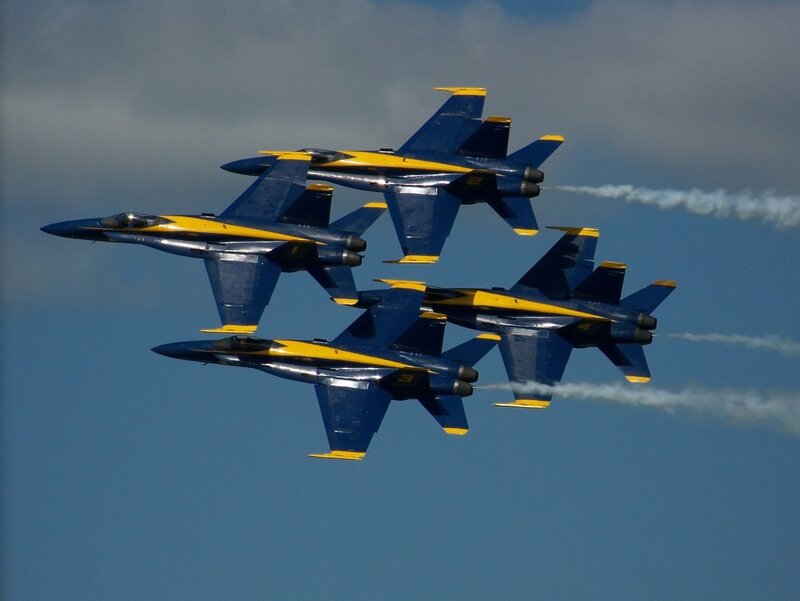 Blue Angels Jets in Formation — Dynamic, Afternoon, Photograph