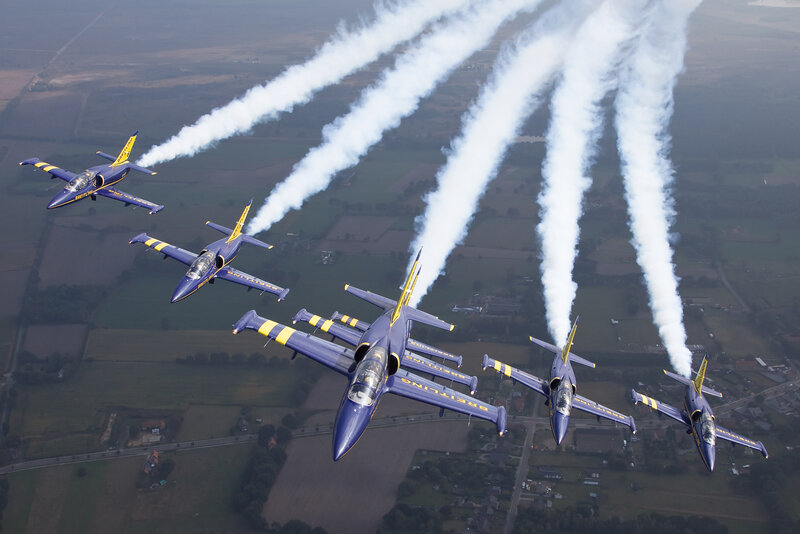 Blue Angels Jets in Formation — Dynamic, Afternoon