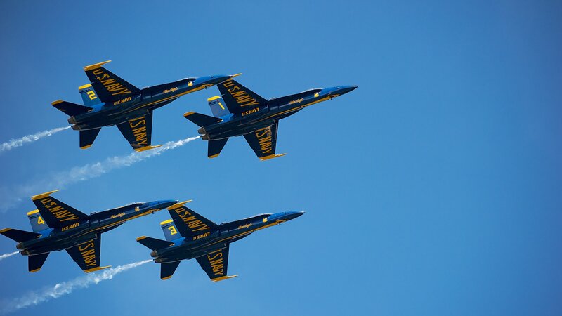 Blue Angels Jets in Formation — Dynamic, Sky