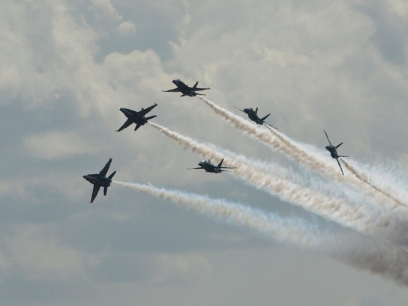 Blue Angels Jets in Formation — Gray, Dramatic