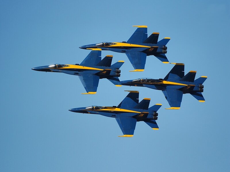 Blue Angels Jets in Formation — Photograph, Sky