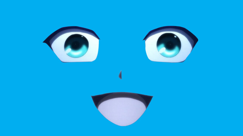 blue animated face