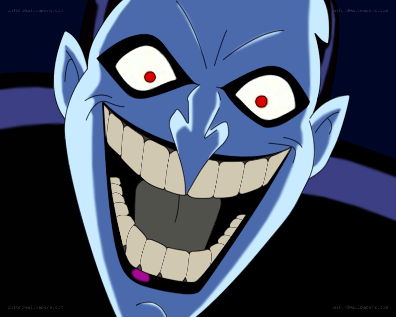 blue animated villain face