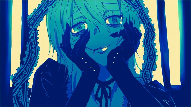 blue anime character in distress