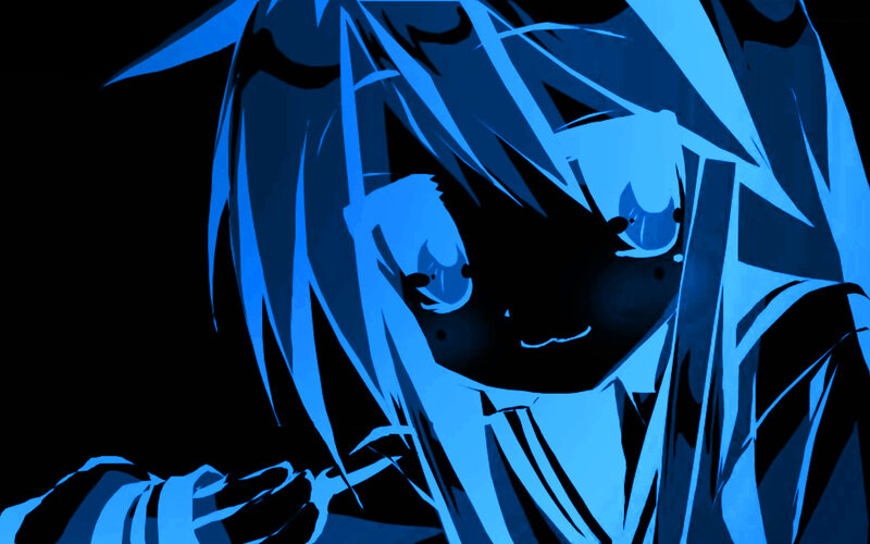 blue anime character portrait