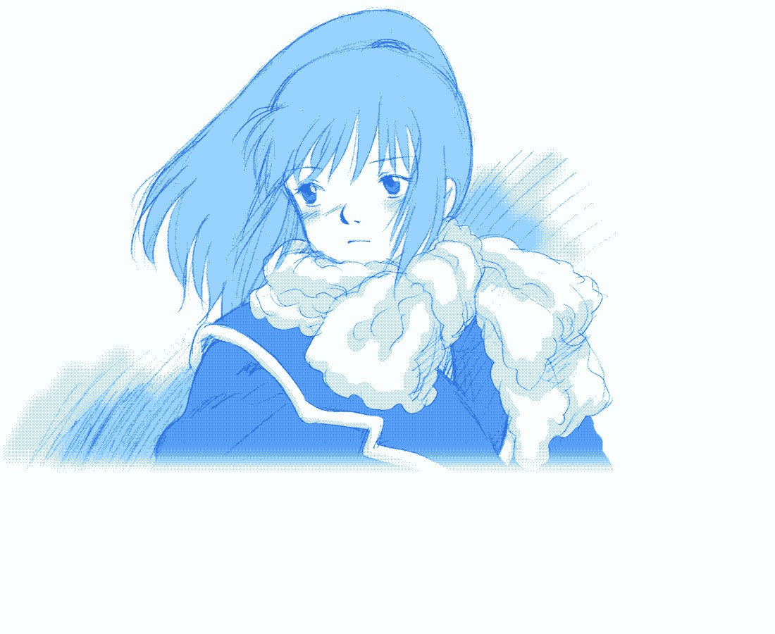 blue anime character sketch