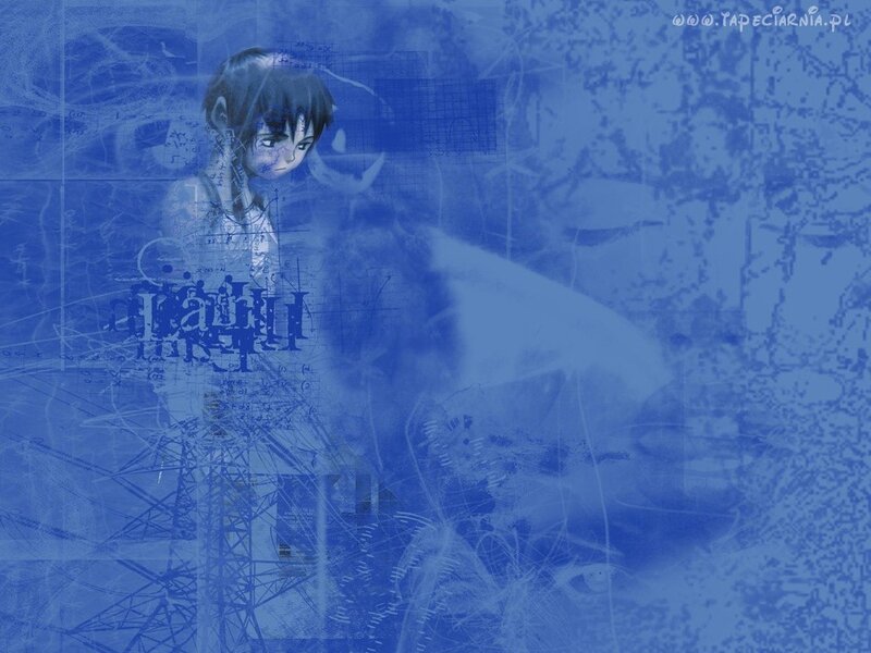 blue anime character with equations