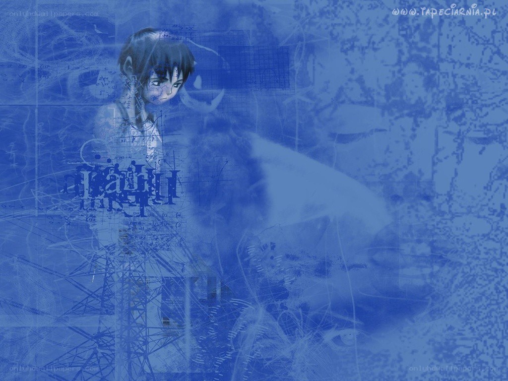 blue anime character with equations