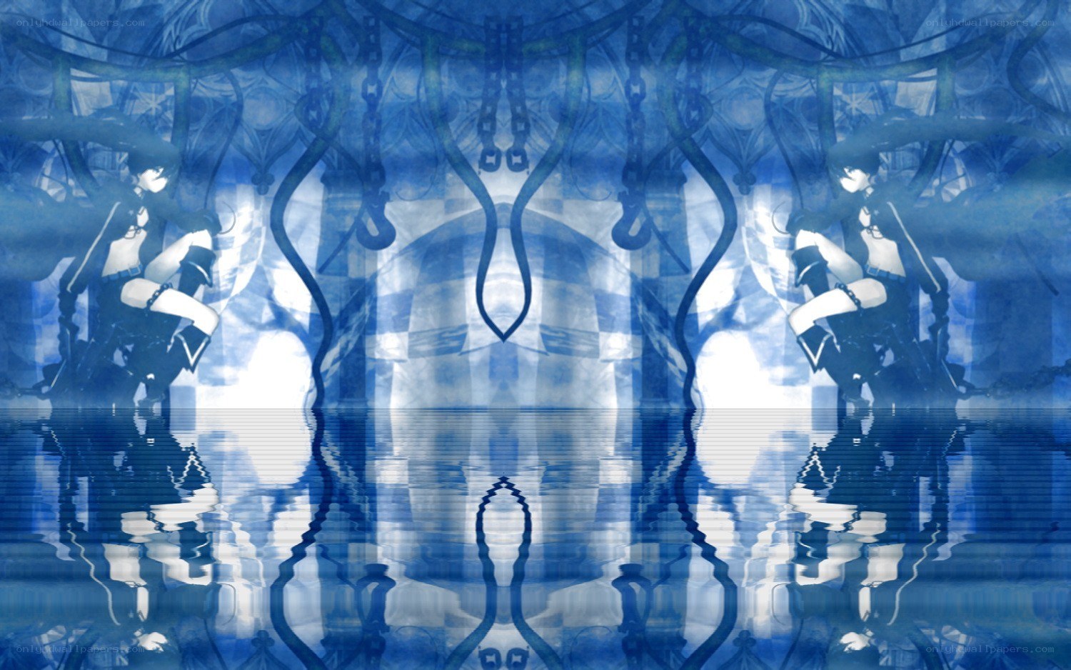 blue anime reflection scene