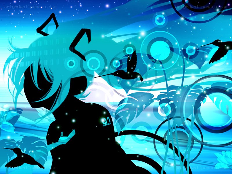 blue anime silhouette art