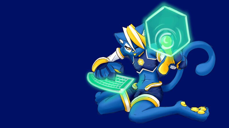 Blue Anthropomorphic Cat — Focused