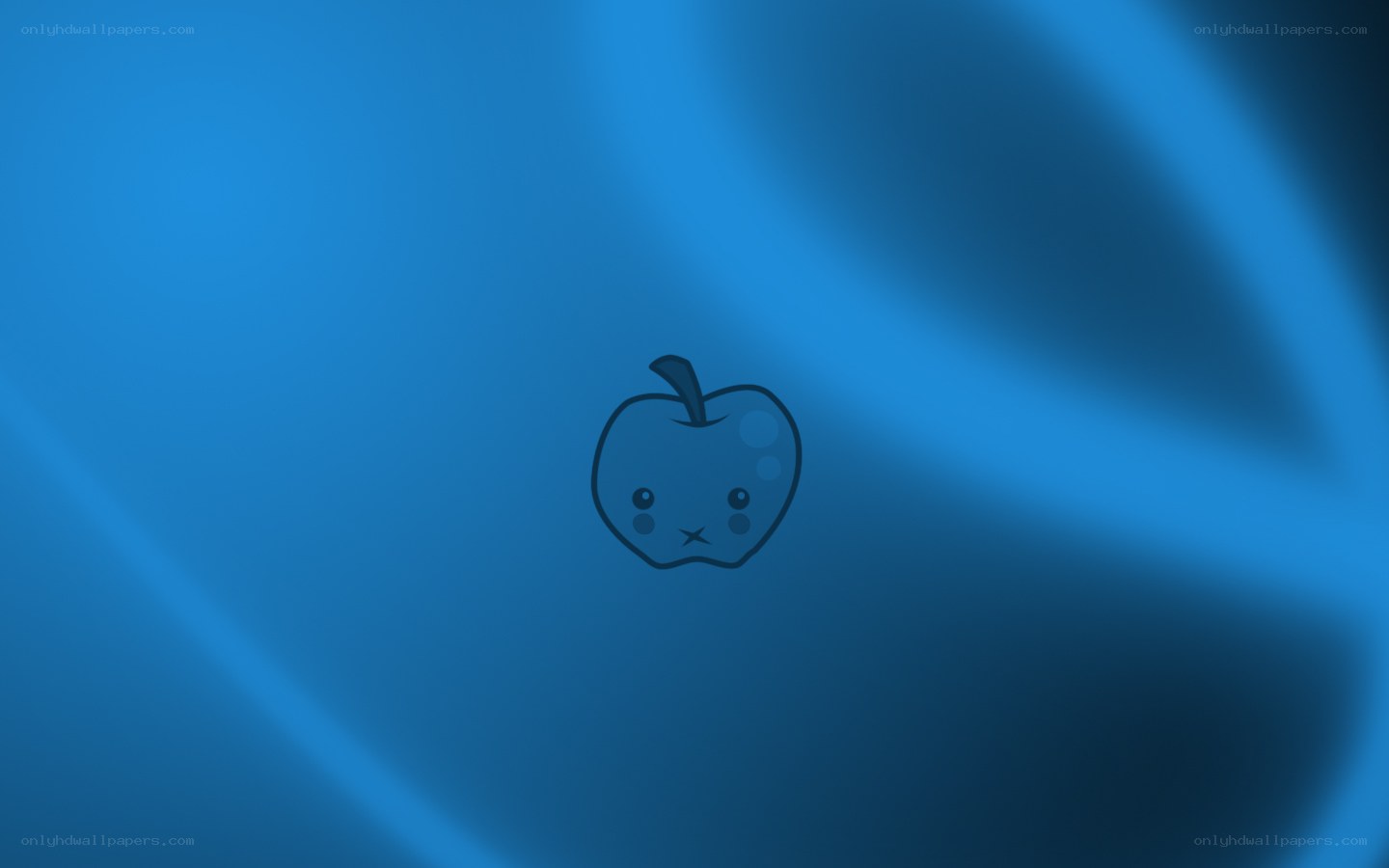 blue apple character on blue background