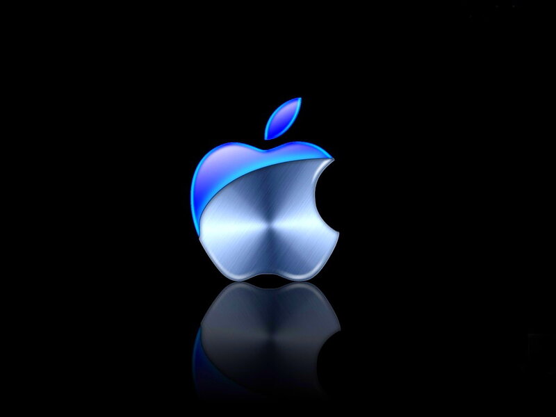 Blue Apple Logo — Black, Minimalist