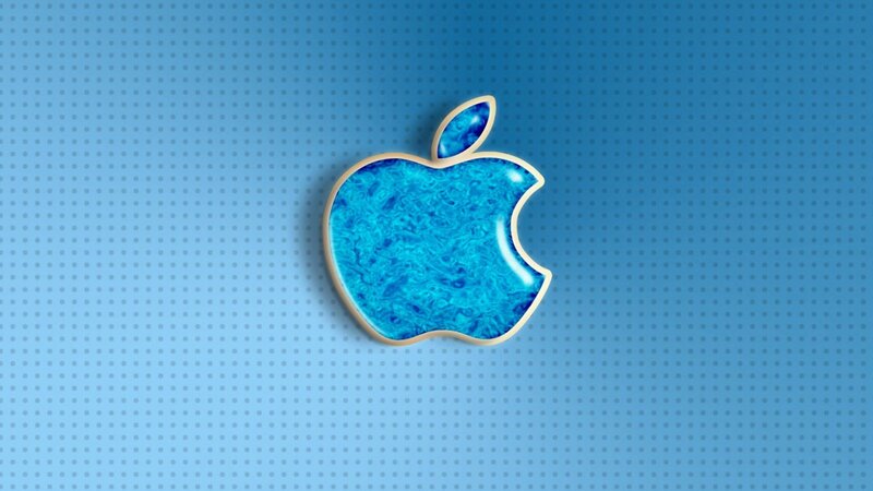 Blue Apple Logo — Calm, Digital Art, Dot Pattern
