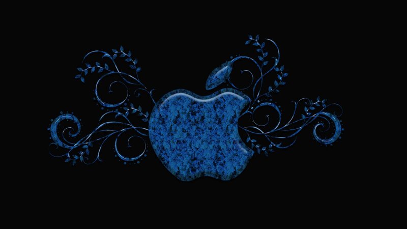 Blue Apple Logo — Dark, Digital Art