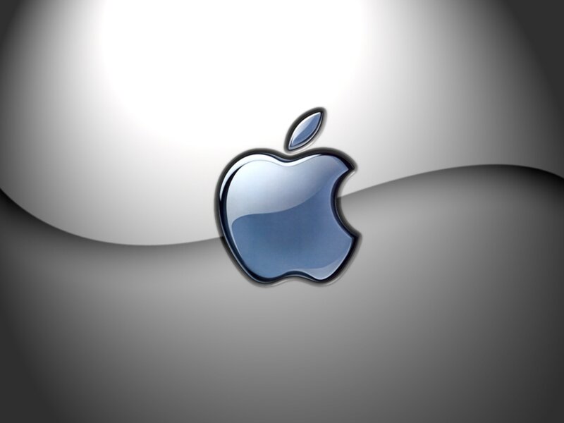 Blue Apple Logo — Gray, Minimalist, 3d Render, Leaf
