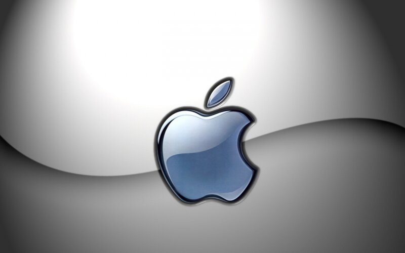 Blue Apple Logo — Gray, Minimalist