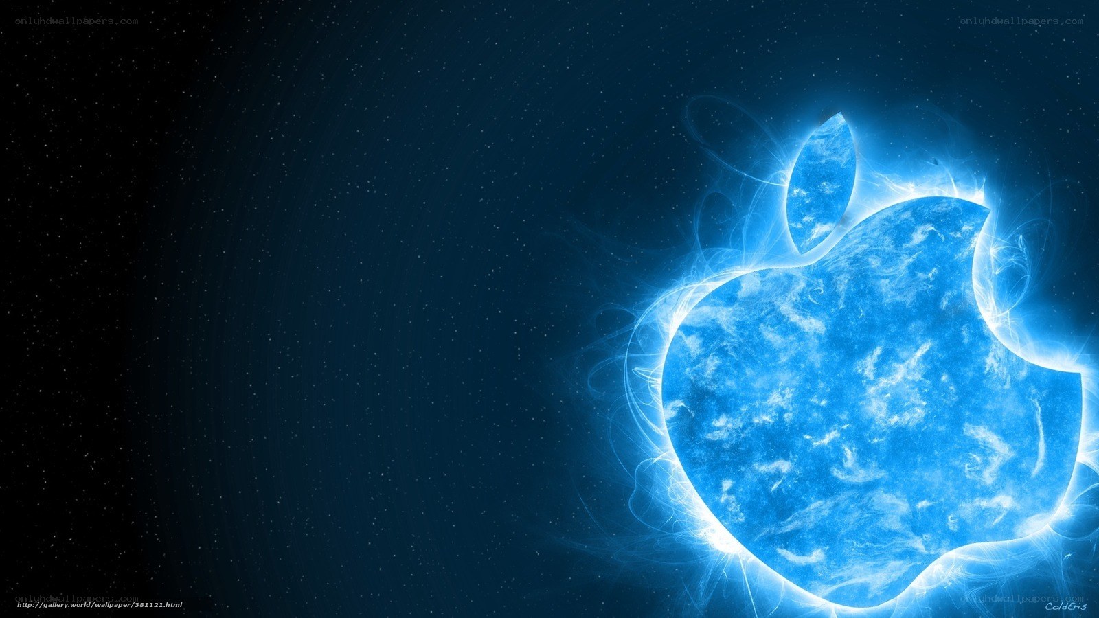 Blue Apple Logo in Space