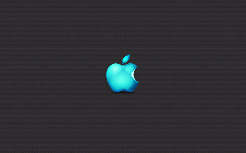 Blue Apple Logo — Minimalist, 3d Render, Dark Background