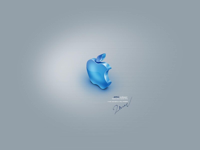 Blue Apple Logo — Minimalist, 3d Render, Signature