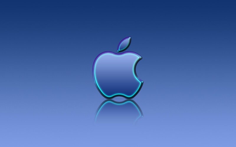 Blue Apple Logo — Minimalist, 3d Render