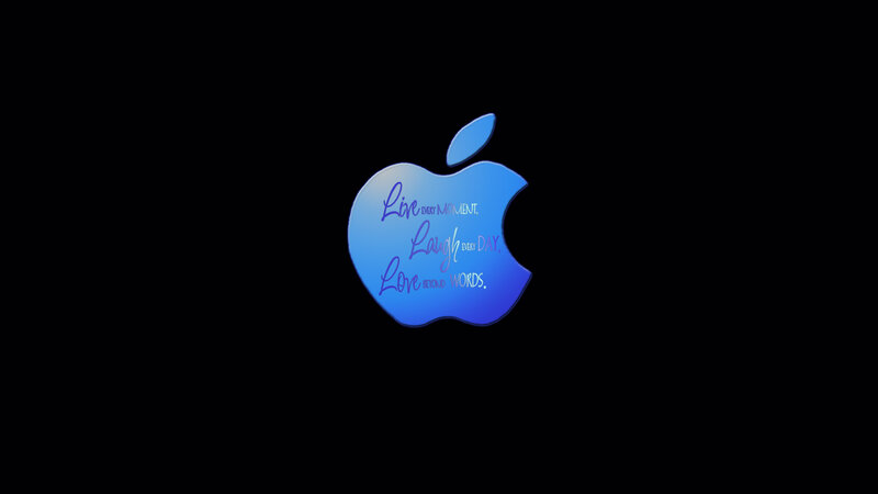 Blue Apple Logo — Minimalist, Digital Art, Text