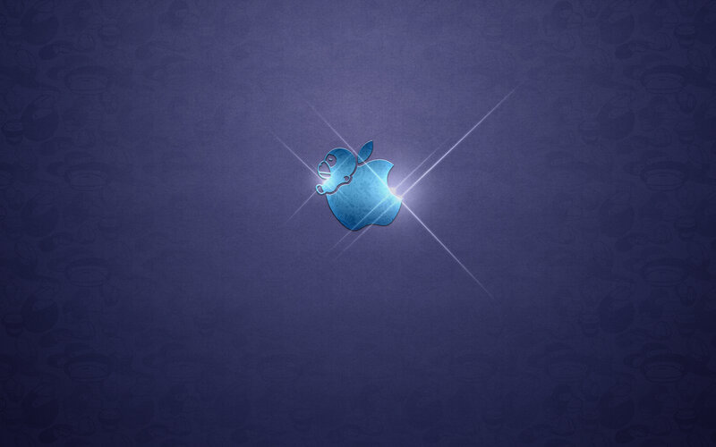 Blue Apple Logo — Minimalist, Digital Art