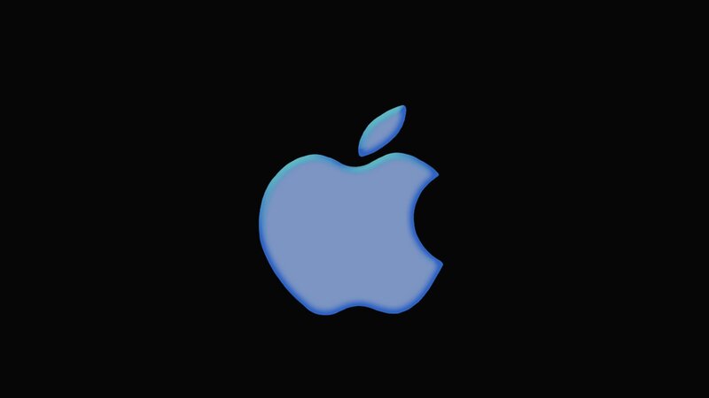 Blue Apple Logo — Minimalist, Vector Art, Leaf