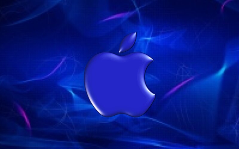 Blue Apple logo on abstract background