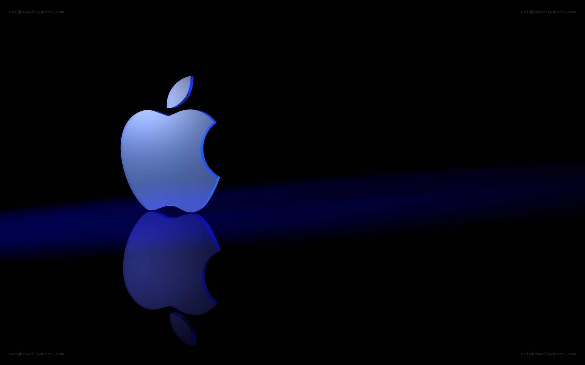 Blue Apple logo on black