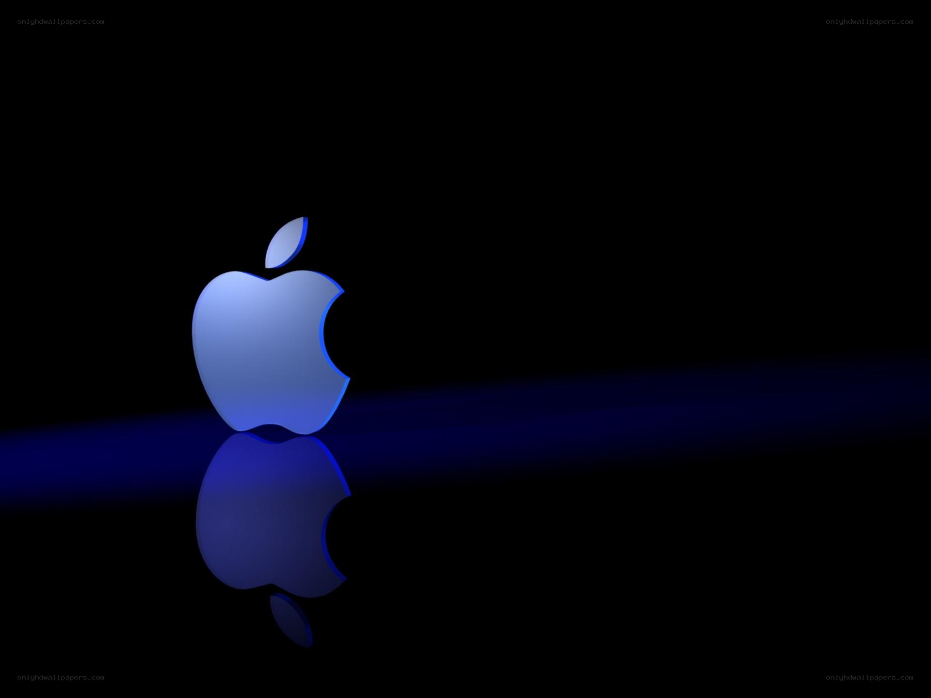 blue apple logo on black