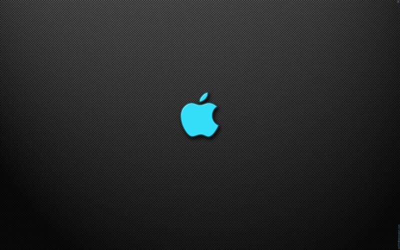 blue apple logo on black