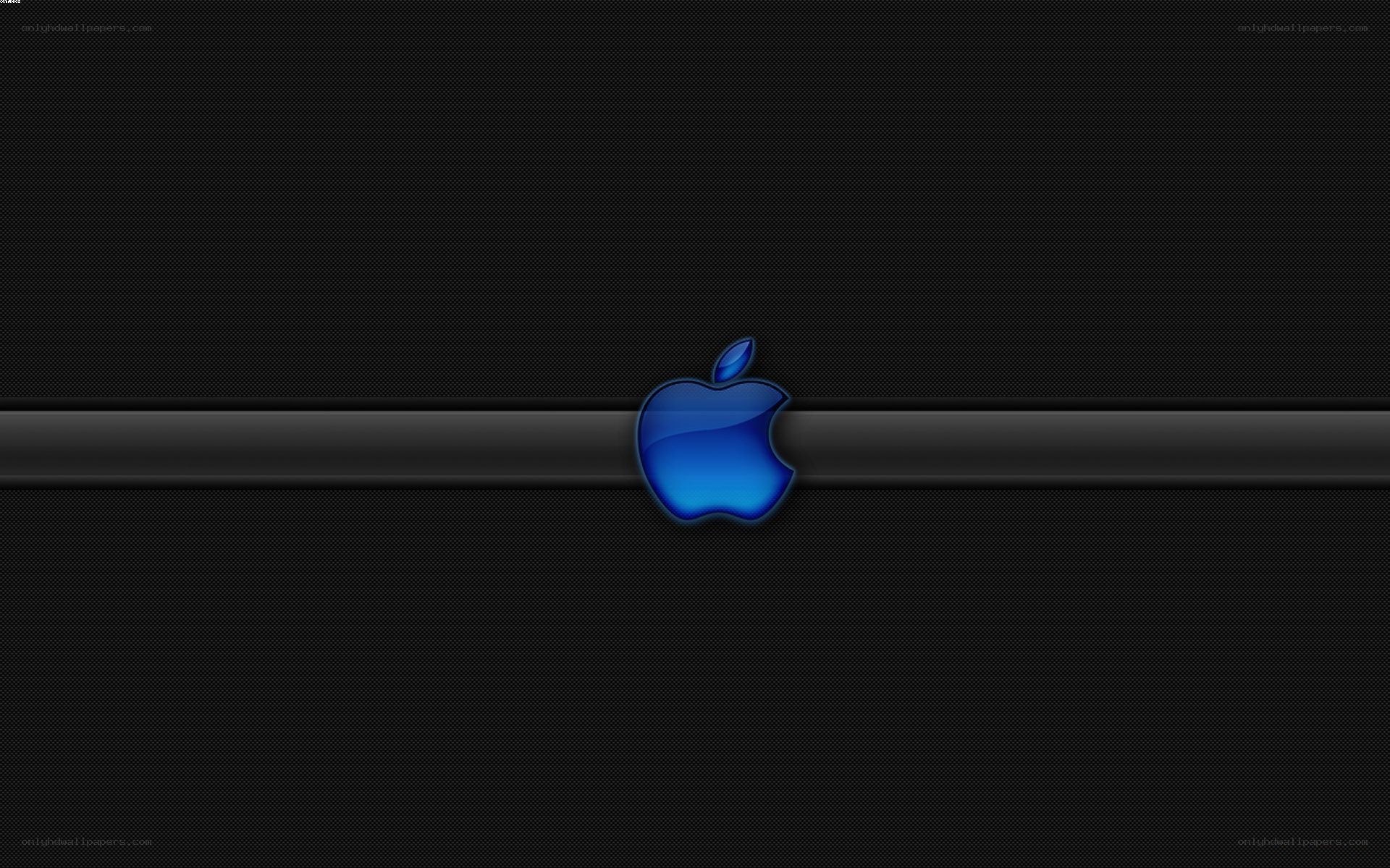 blue apple logo on black