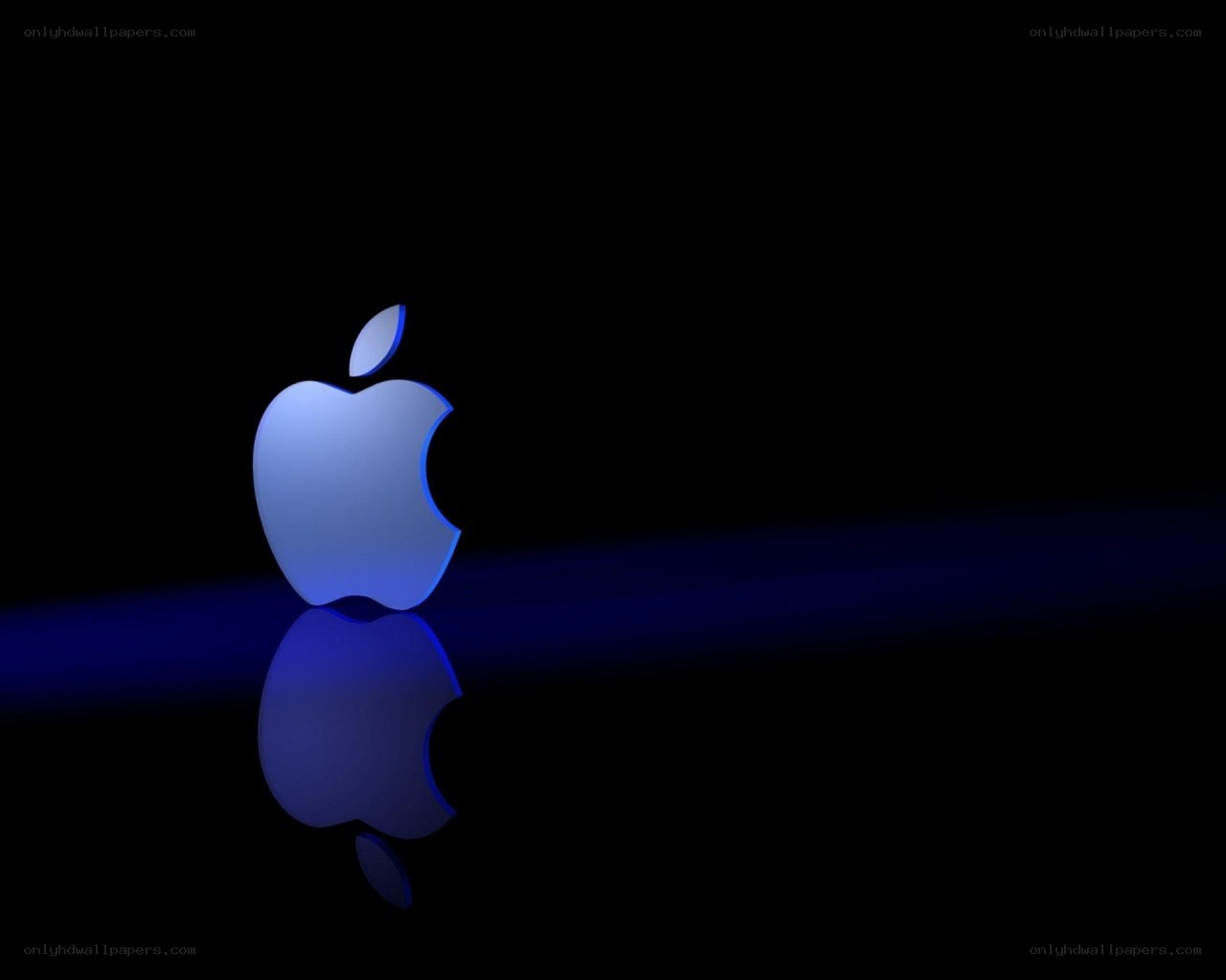 Blue Apple logo on black