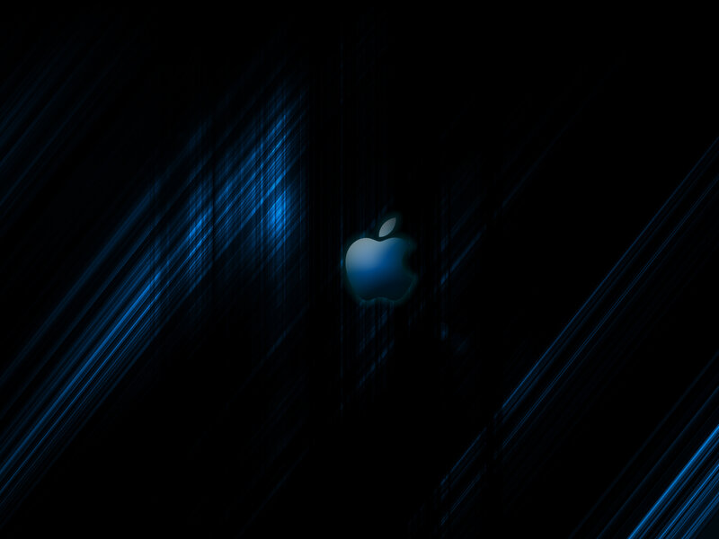 Blue Apple logo on dark background