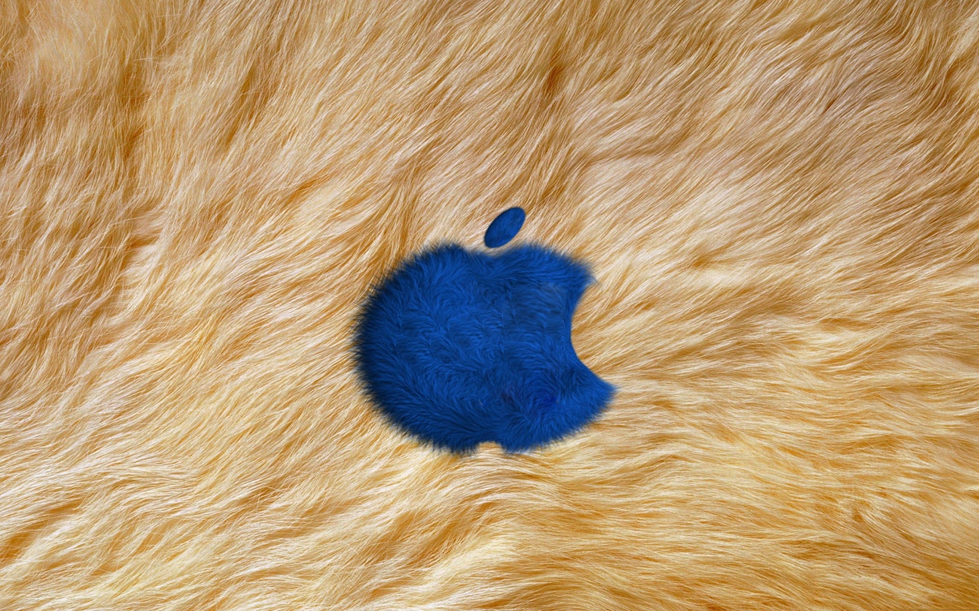 blue apple logo on fur