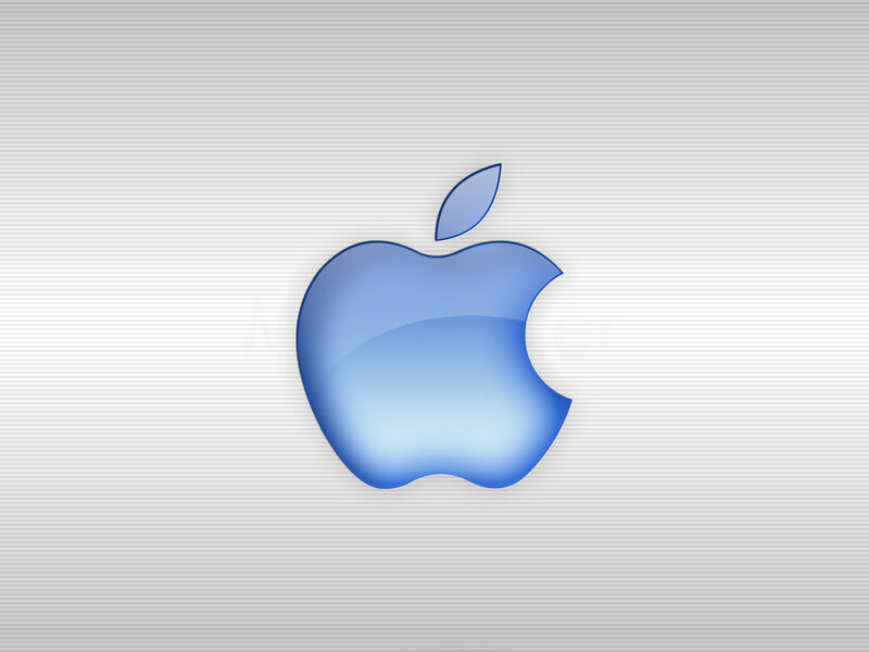 blue apple logo on gray